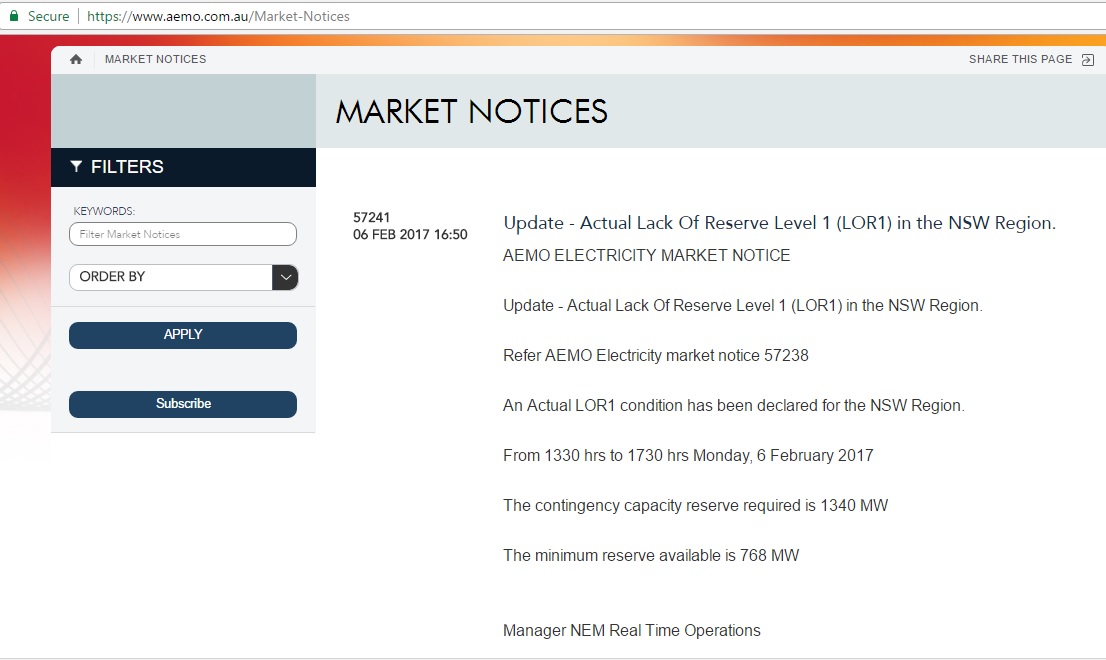 AEMO_NSW_LOR1_notice_57241_for 6Feb2017