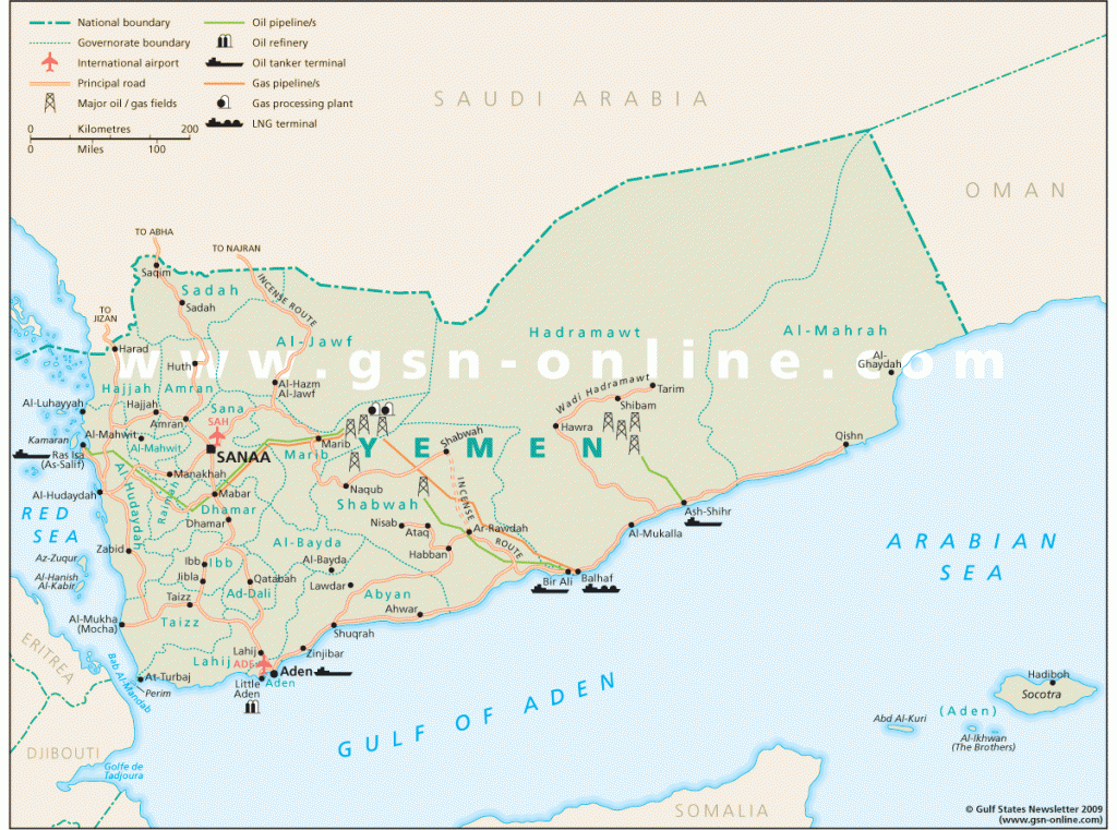Йемен и газа на карте
